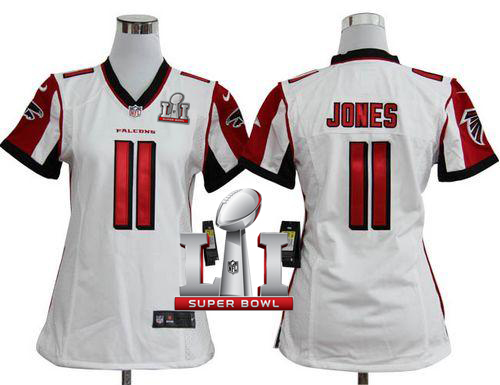 Nike Falcons #11 Julio Jones White Super Bowl LI 51 Women's Stitched NFL Elite Jersey